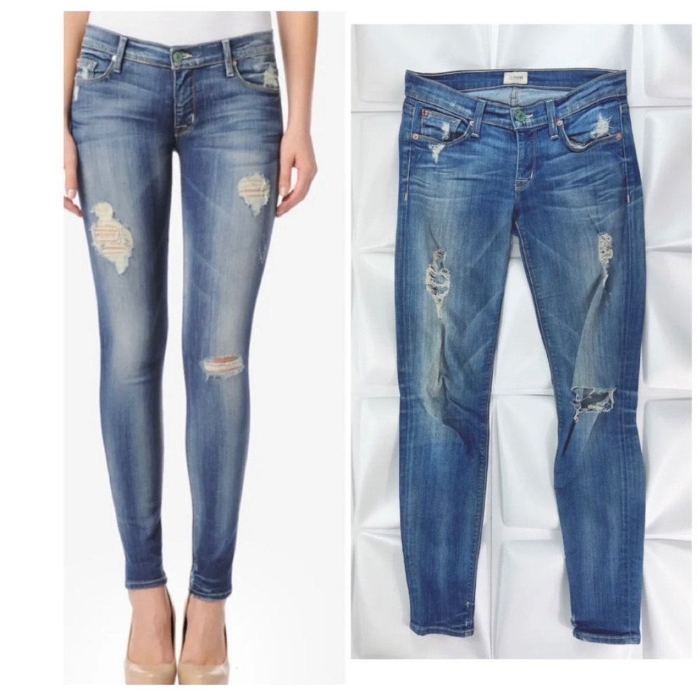 Hudson Jeans Women's Skinny Distressed Blue Denim